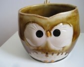 Hooter Owl Mug (Pickle) in Golden Honey Brown Handmade Stoneware - Ready to Ship