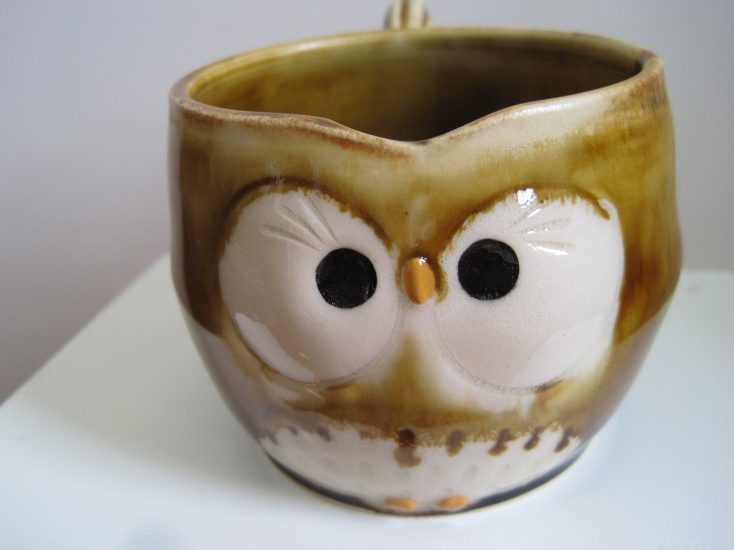 Hooter Owl Mug (Pickle) in Golden Honey Brown Handmade Stoneware - Ready to Ship