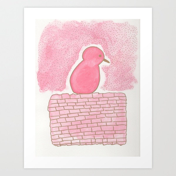 3 Little Birds Watercolor and Pigment Series - Bird 2