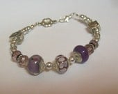 Euro Beaded Bracelet ... Purple and Silver