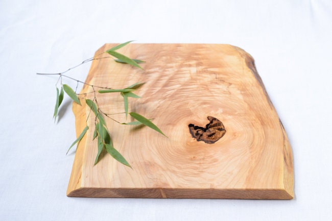 Organic Original Wooden Serving Board, Natural Edge Salvaged Maple 834, Ready to Ship