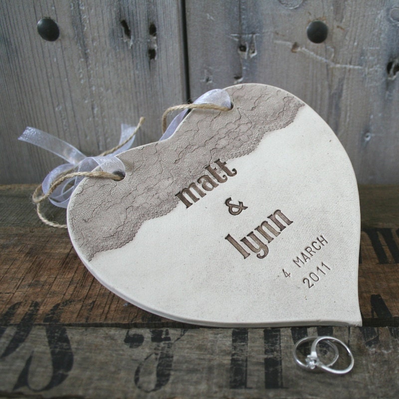 Antique Lace - Ceramic Wedding Heart