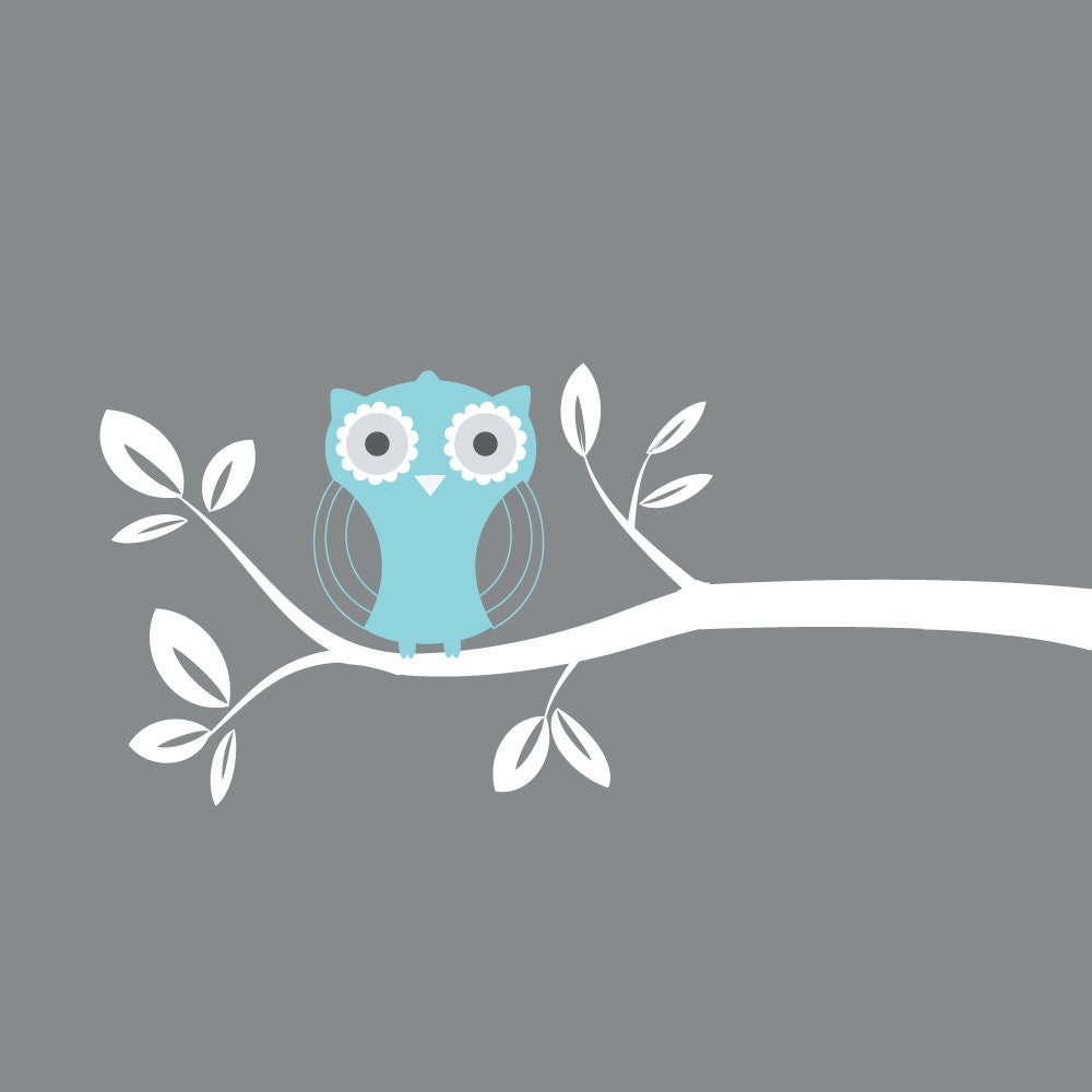 Custom Listing Modern Vinyl Wall Decal Owl Branch Nursery Decals