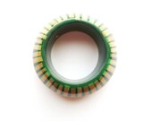 KJL Wooden Bangle Bracelet Egyptian Revival Kenneth Jay Lane Green Vintage Designer