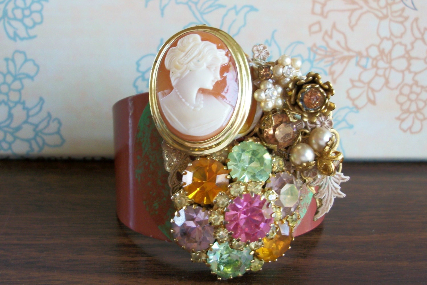 Assemblage Cuff Bracelet Cameo Bling