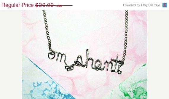 Memorial Day Weekend Sale OM Shanti Necklace Peace Sanskrit Yoga Jewelry