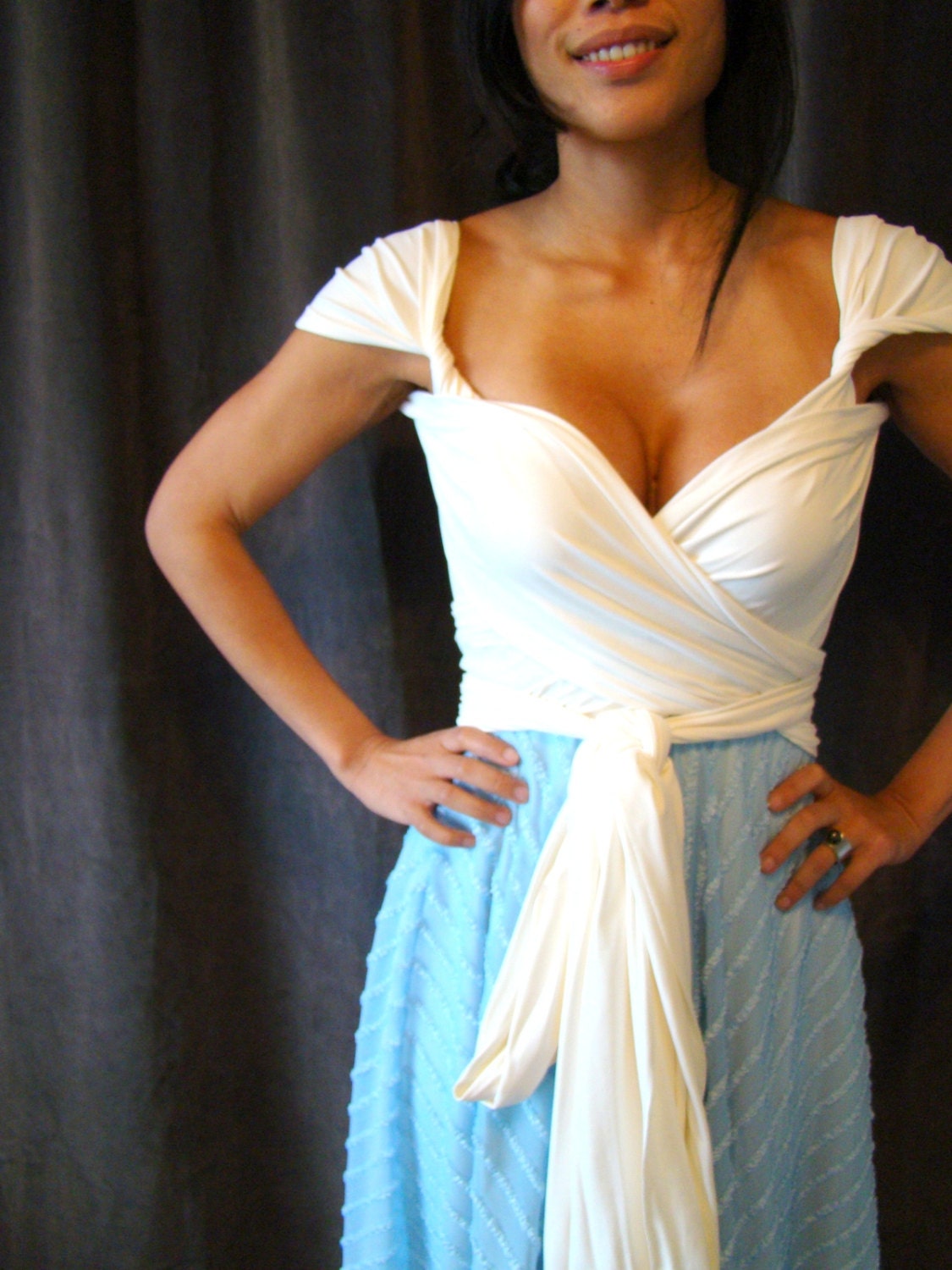 Ready to ship-Alice Blue Ruffle Octopus Infinity Wrap 24" Dress- One Size