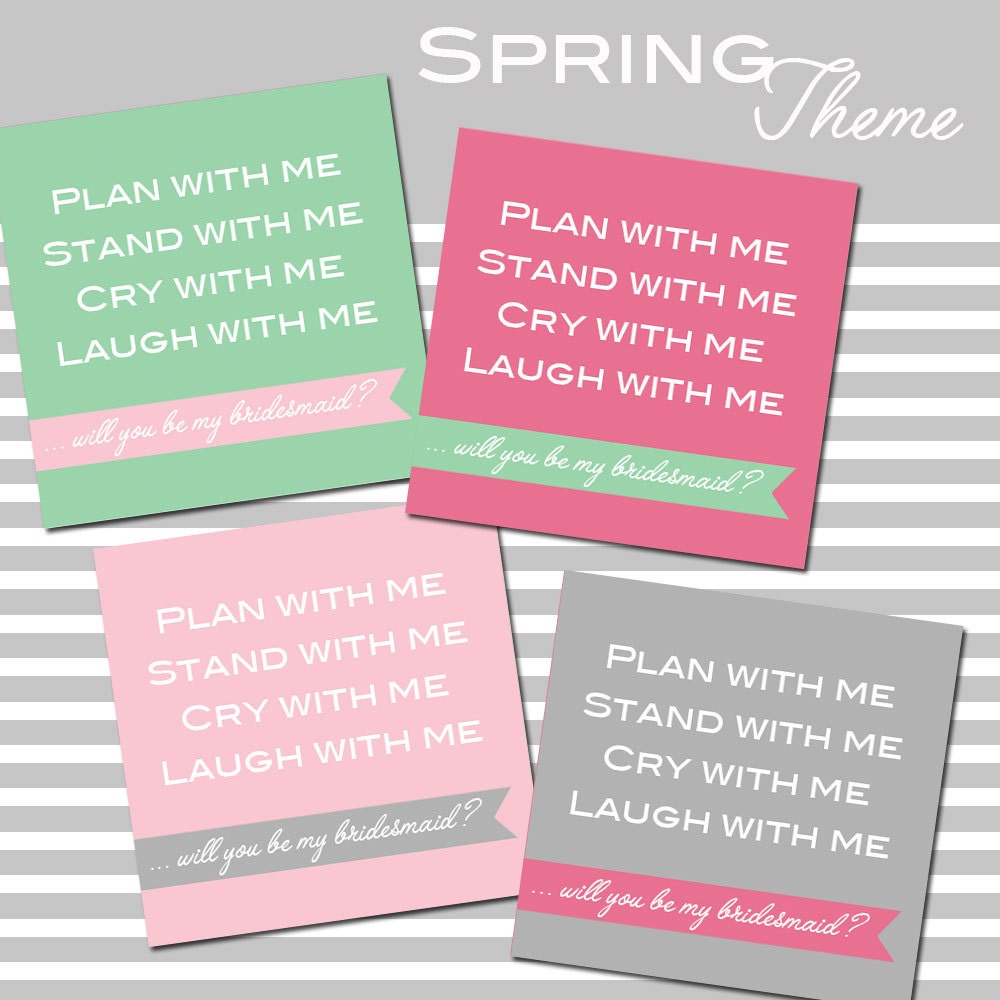 Wedding, Will You Be My Bridesmaid -- Mini Card Set -- DIY Printable