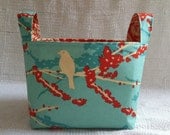 Bird Basket-  Bird Fabric Storage Basket-  Baby Gift- Fabric Basket