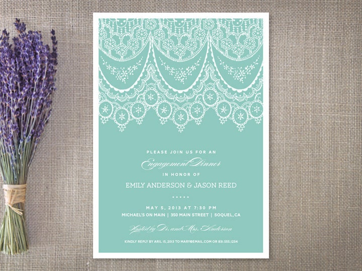 Engagement Party Invitations, Scallop Lace