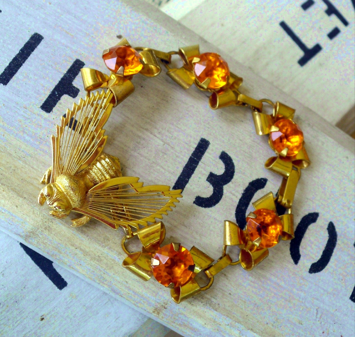 My Honey Bee Vintage Rhinestone Assemblage Bracelet