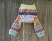 Upcycled Wool Longies Soaker Cover Diaper Cover With Added Doubler Girly Fair Isle Pattern SMALL 3-6M Kidsgogreen