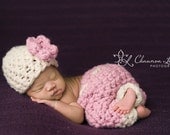 Newborn Pants and Hat Set Pink Cream Newborn Photography