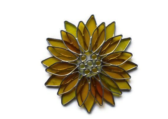 Stained Glass Yellow Sunflower Suncatcher