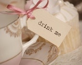 Drink Me Teacup Tags - buttercream and dusky pink