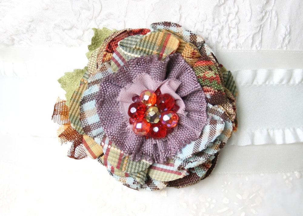 Colorful Fabric Flower Pin, Textile Brooch, Flower Pin, Textile Jewelry
