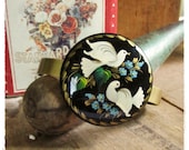 Gypsy Chic Cuff Bracelet, Doves, Blue Floral, Bohemian Summer Fashion, Vintage Inspired Eco Friendly Womens Jewelry