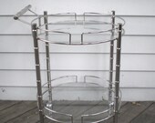 Vintage bar Cart Faux Bamboo Circular Chrome Cart