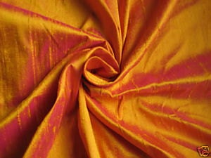 Gold Fuschia 100% dupioni silk fabric yardage By the Yard 45" wide