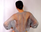 Through the Lightness / Knit Shrug Silver Grey Bolero Jacket 3/4 Sleeve Wedding Bridal Shrug by Lilithist