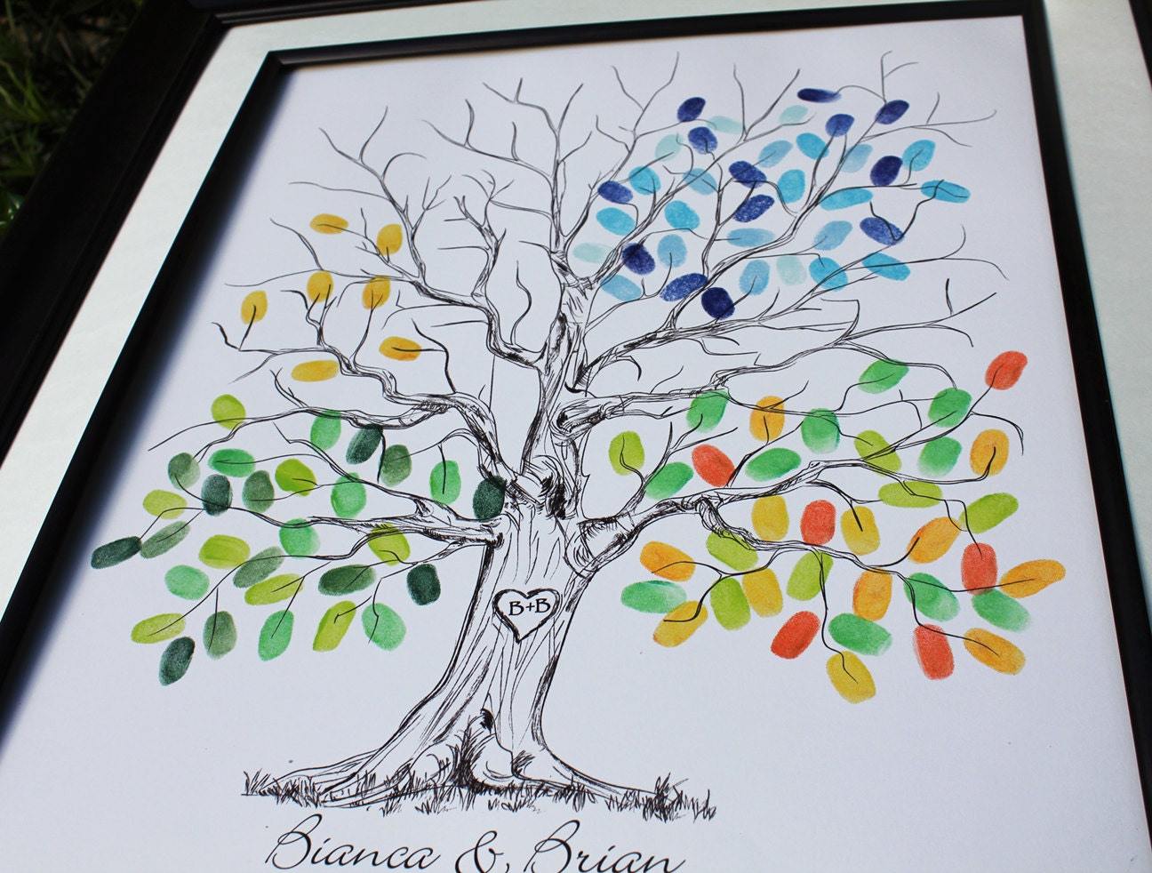Wedding Gift Hand drawn Wedding Guest book Thumb Tree Fingerprint Weedding Tree Guest book alternative sketched Tree ink pad 100-220 guests