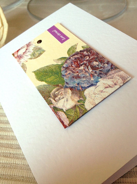 Note card, blank LOVE ETERNAL2 - hand-made, floral, feminine, nostalgic