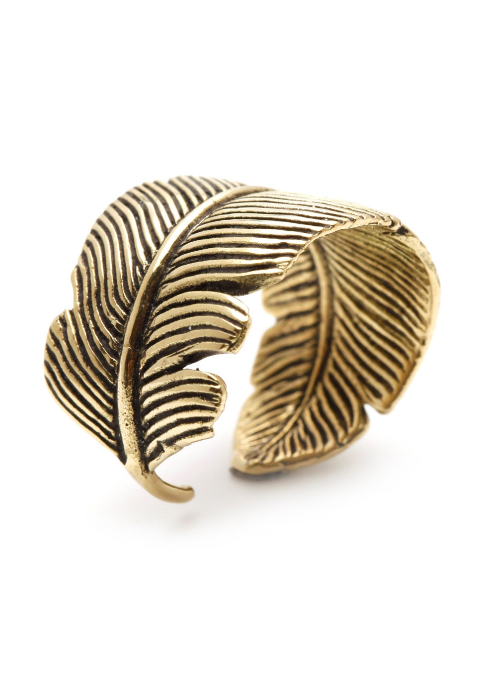 Carpe Diem 14k Gold 925 Sterling Silver Feather Ring Rings Wedding Engagement Band Jewelry Jewellery CDR-225