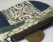 Denim and Brown Patterned  Patchwork Coin Purse