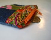Denim and Retro Patterned  Patchwork Coin Purse