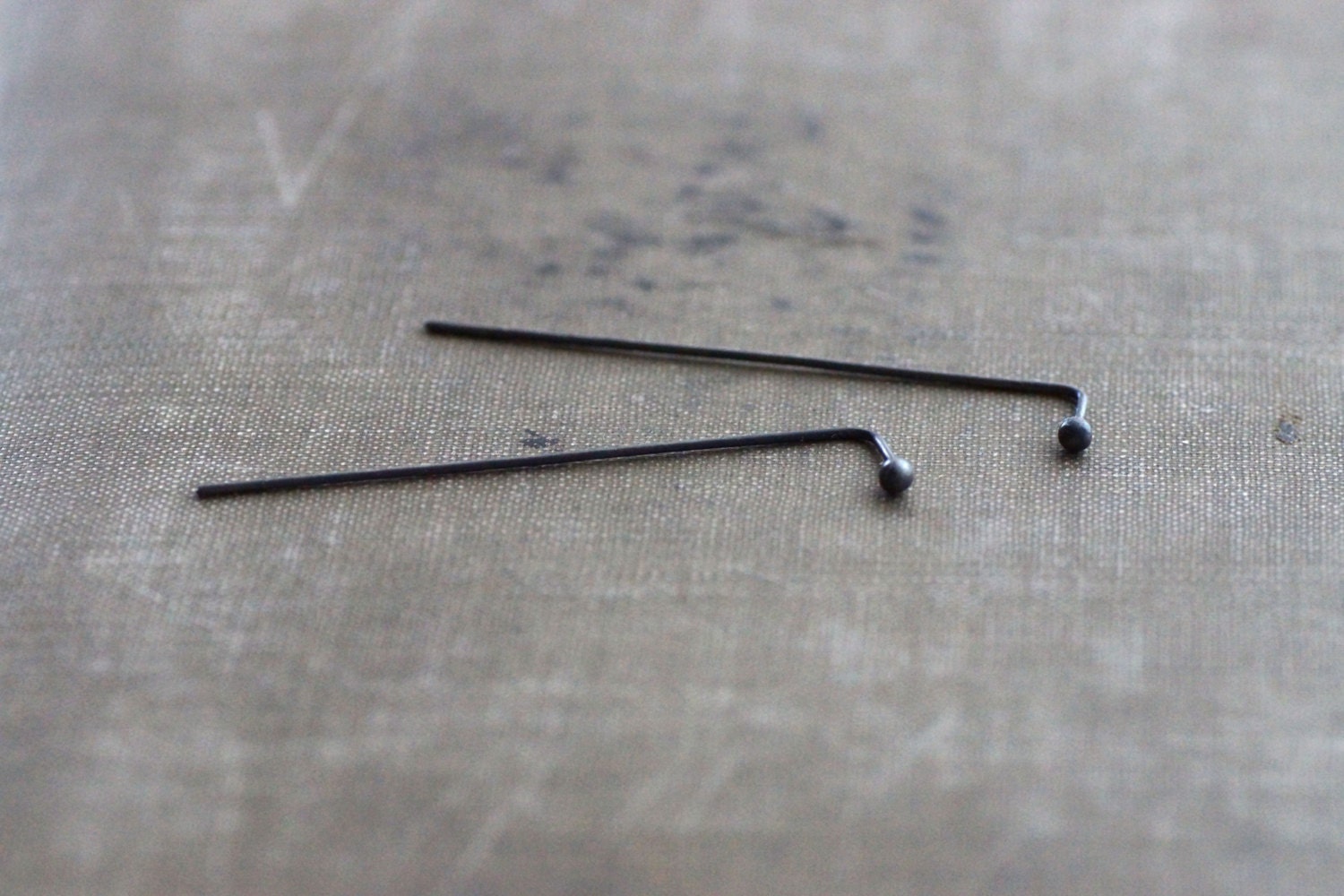 Long Oxidized Stud / Post Sterling Silver Earrings with Stem