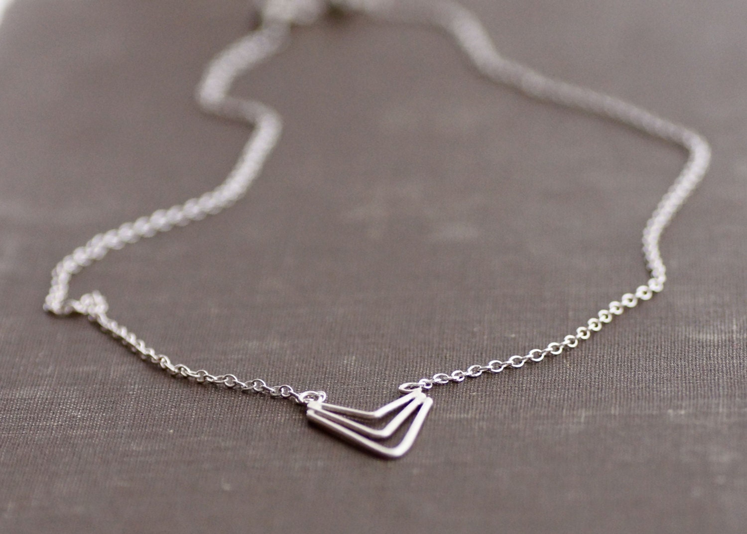 Chevron Arrow Necklace - Sterling Silver