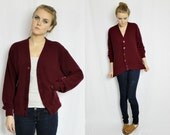 Maroon grandpa button down sweater