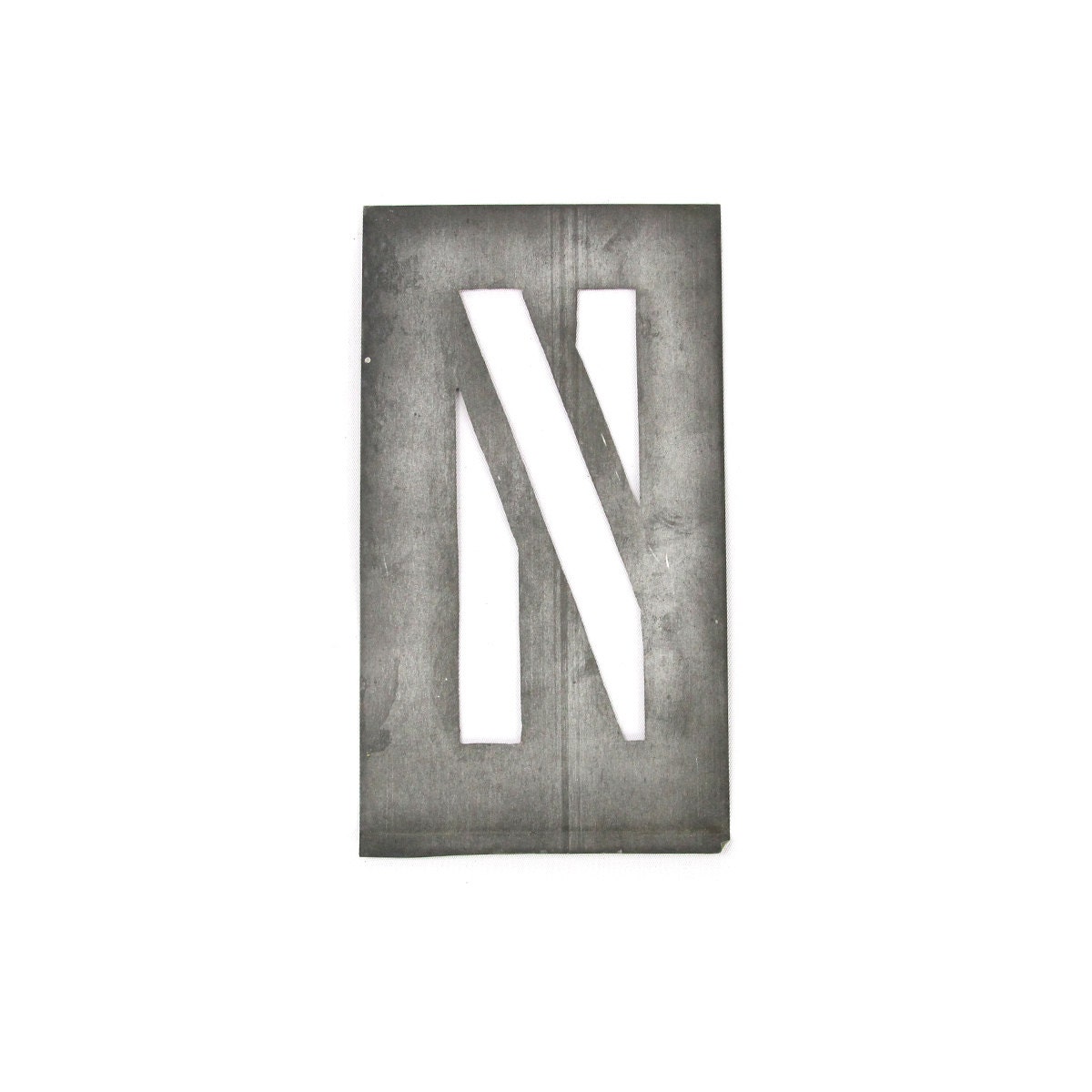 vintage x-large zinc stencil letter - N