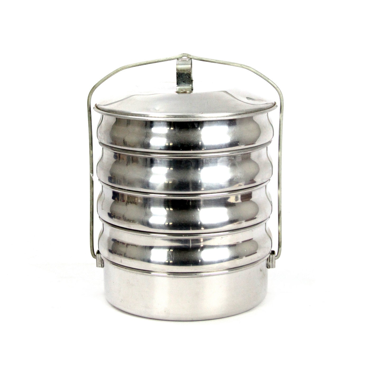 vintage aluminum camping food carrier