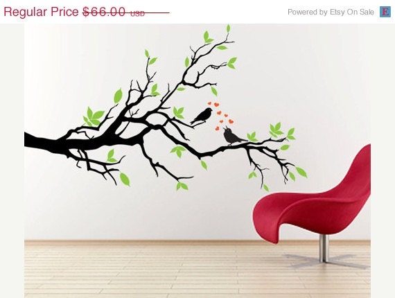 SALE 10% OFF Wall Decal  Birds on Branch Vinyl Wall Art Decal    EXTRA Large
