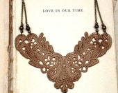 Antique Gold  Mocha Venise Lace  Sweet Necklace Perfect for Bride, Wedding, Bridesmaids And Formal