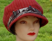 Handmade Ladies Red Studded Newsboy Fashion Hat