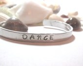 Dance Silver Toned  Hand Stamped Cuff Bracelet Stock Number D515B