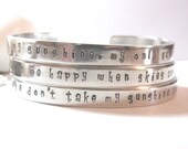 You Are My Sunshine Hand Stamped  3 Bracelet Set Stacked Bracelets  Stock Number Y515A