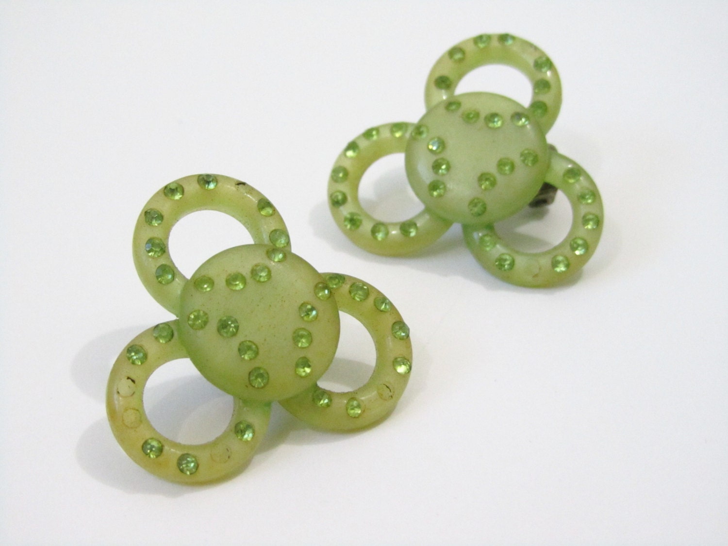 Vintage 1930s 1940s Rhinestone Celluloid Earrings