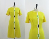 Vintage 1960s Dress Mod Yellow Helix Shift M L