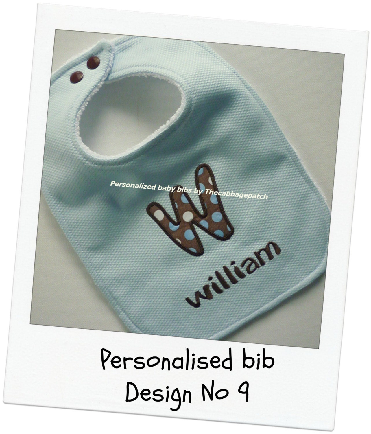 Handmade personalized baby bib Appliqued letter with dot fabric