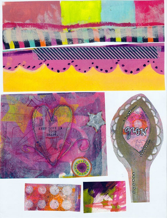 pinks and yellows art journal collage sheet