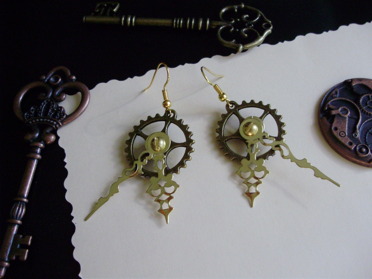Gear in the Works Clock Hand Earrings FREE SHIPPING in the USA