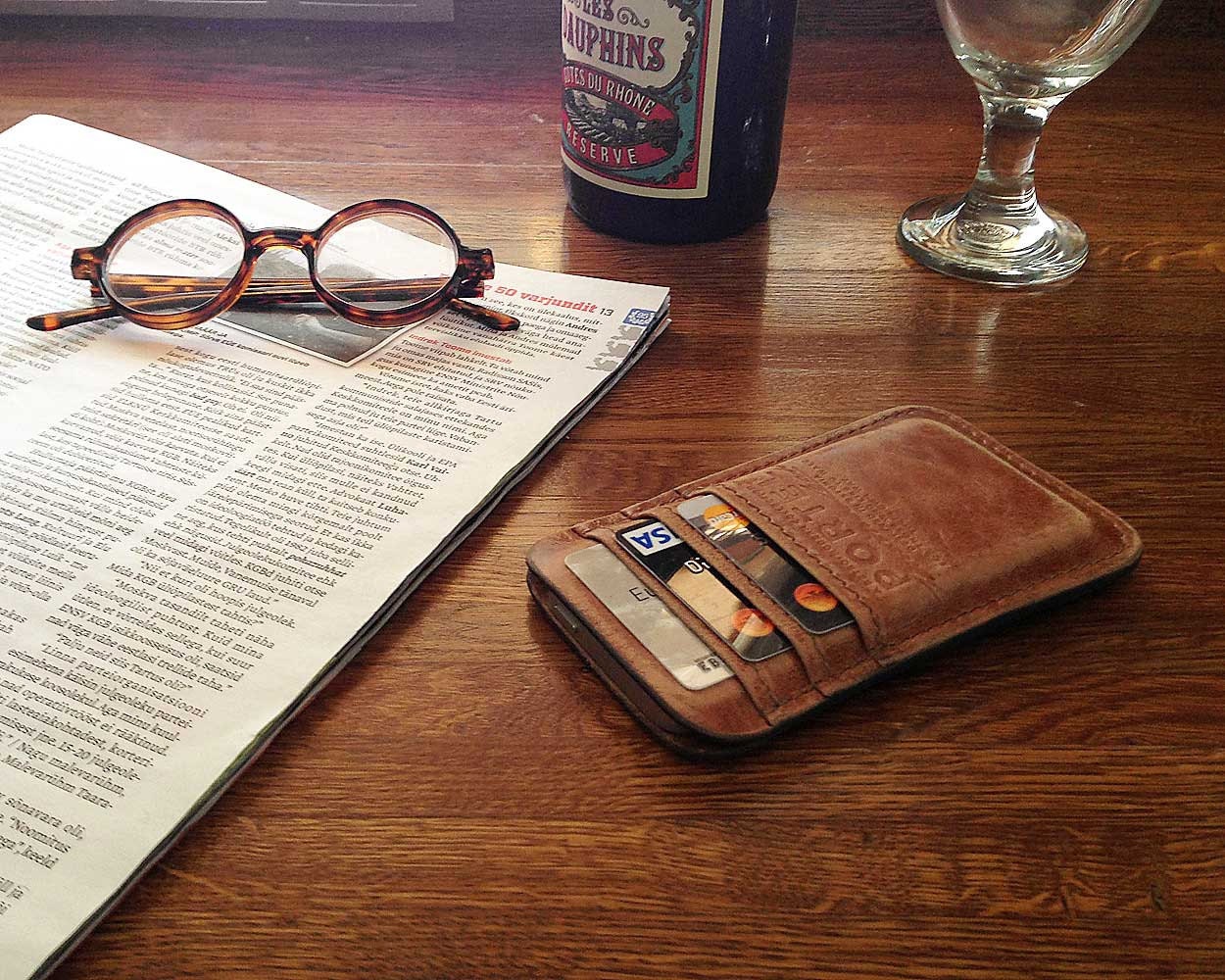 RETROMODERN aged leather iPhone 5 pocket - - LIGHT BROWN