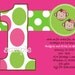 Pink and Green Mod Monkey Birthday Invitation, Monkey Birthday Invitations, Printable or Printed