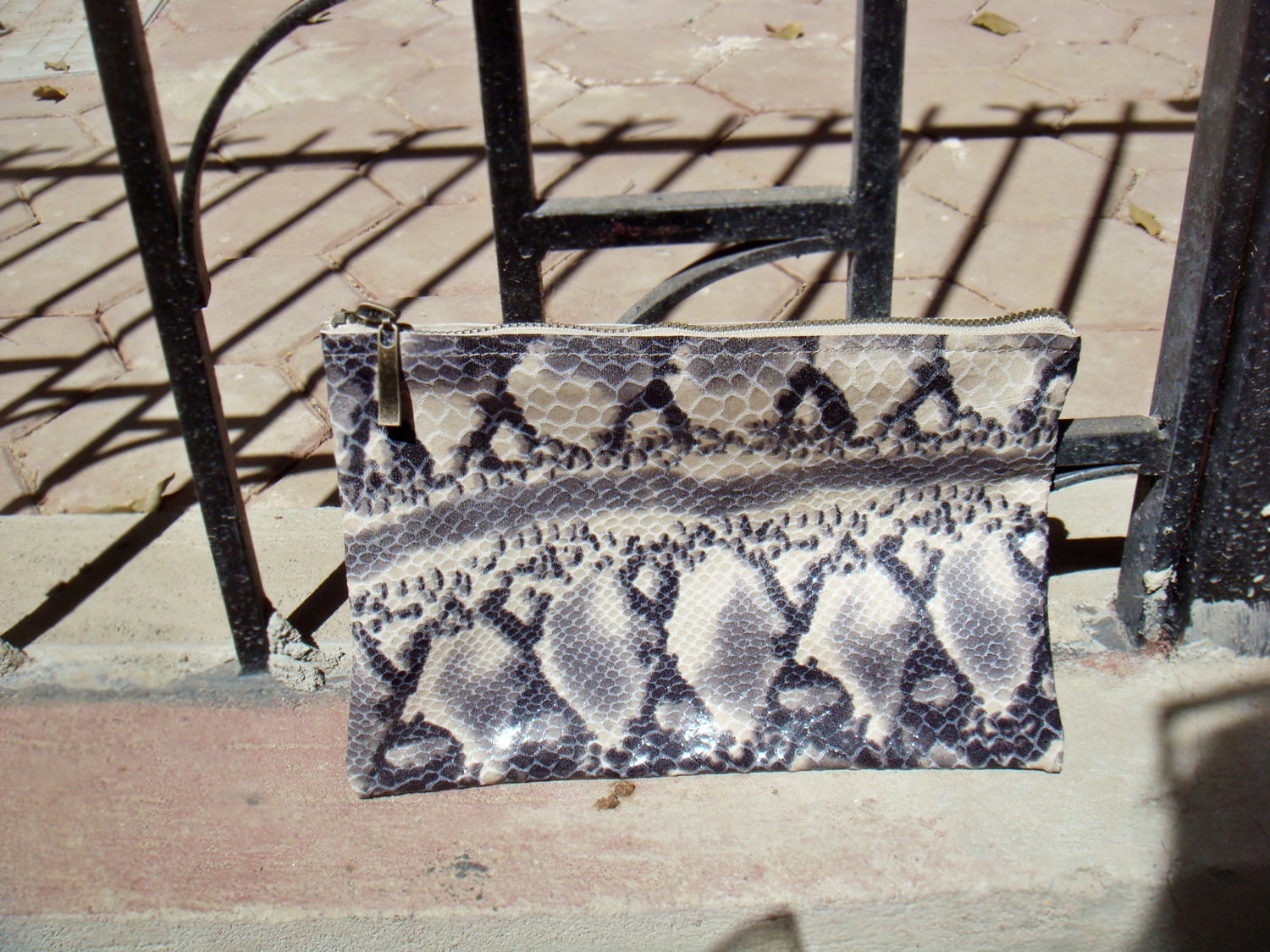 Leather Clutch Snake Print Bag