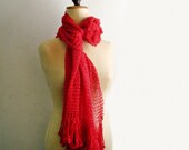 Red Cotton Scarf Scarlet Spider Web