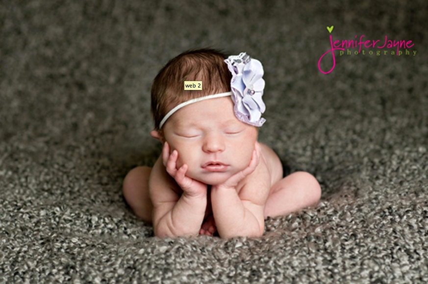 lavender baby headband, newborn headbands, lace flower headband, infant head band