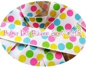 Glitter Grograin ribbon 5 yards- 7/8 inch Sparkle Silly dot grosgrain ribbon